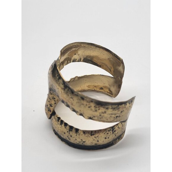 Anthropologie Intertwined Twist Tarnished Gold Tone Cuff Bracelet - Picture 5 of 12